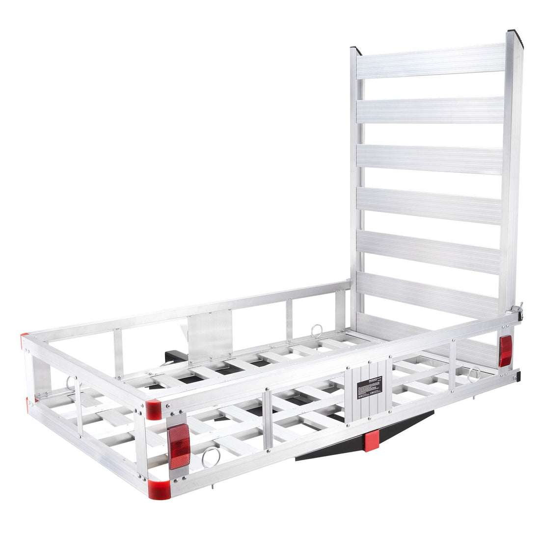 Aluminum hitch cargo carrier with folding loading ramp