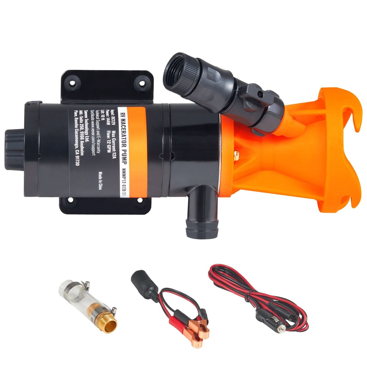 Portable 12-volt RV macerator waste pump