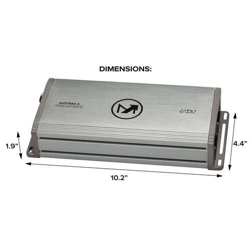 AquaVibe Pro 4-Channel Class D 900-Watt Marine Amplifier IP67 Rated