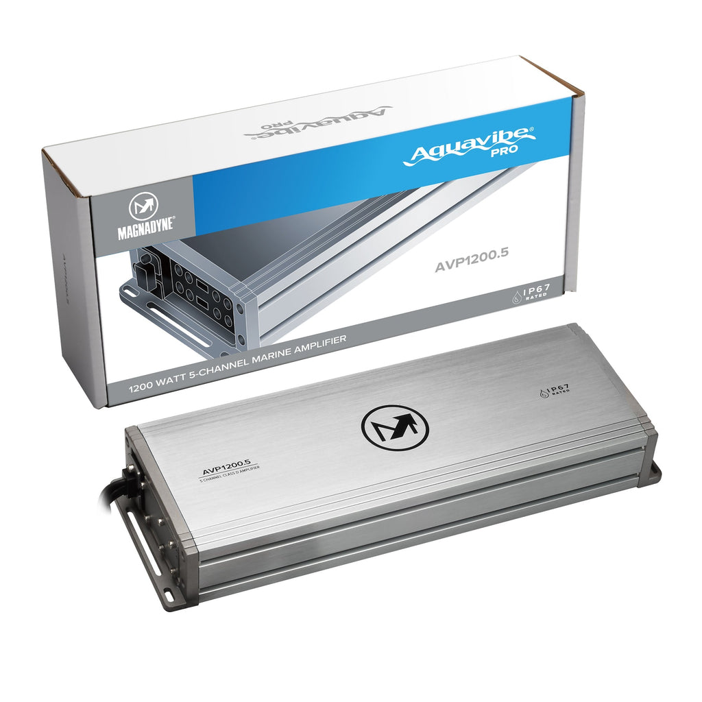 AquaVibe Pro 5-Channel Class D 1200-Watt Marine Amplifier IP67 Rated