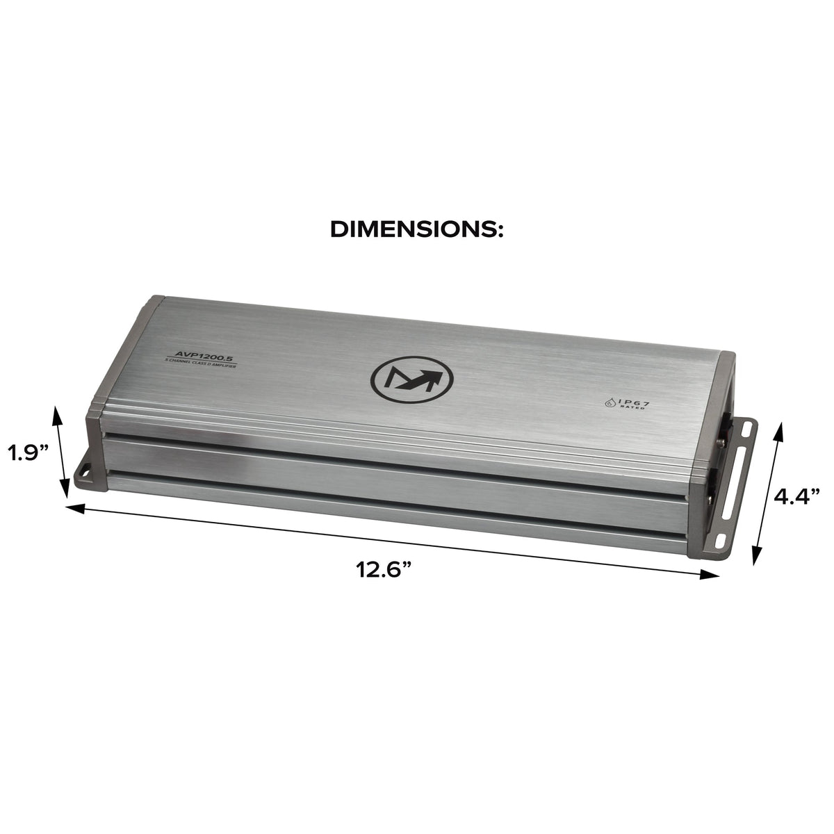 AquaVibe Pro 5-Channel Class D 1200-Watt Marine Amplifier IP67 Rated