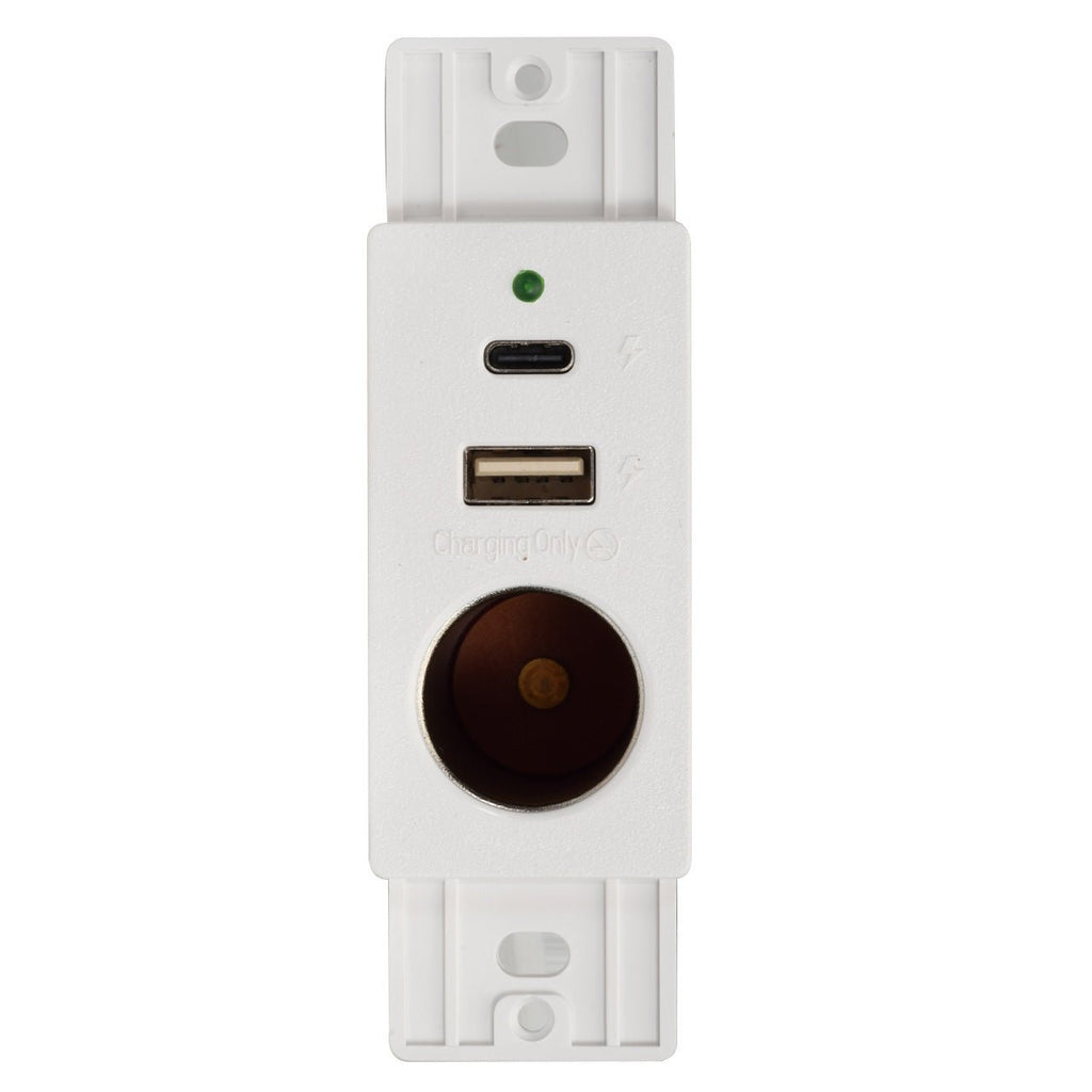Magnadyne| Wall Mount Charging Center – 12V Accessory Socket with USB-A & USB-C| Plate Not Included