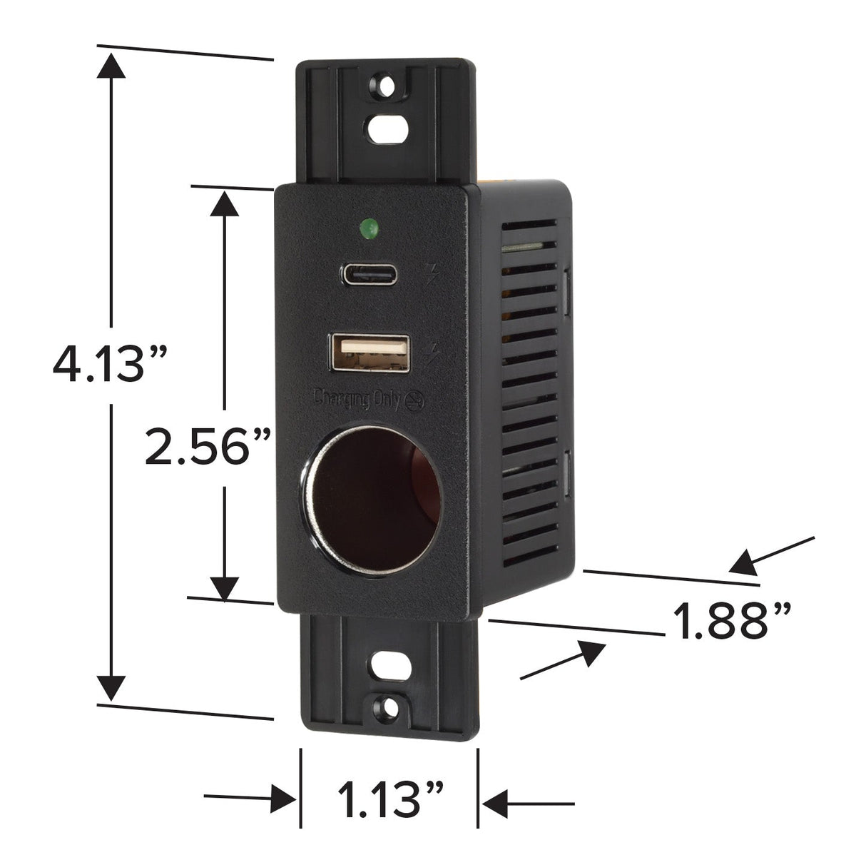 Magnadyne| Wall Mount Charging Center – 12V Accessory Socket with USB-A & USB-C| Plate Not Included