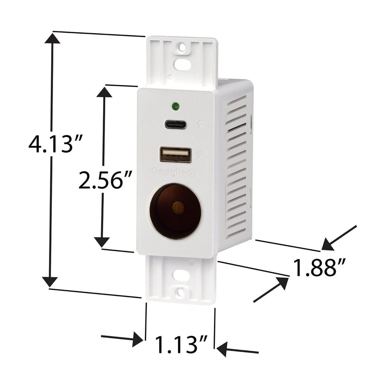 Magnadyne| Wall Mount Charging Center – 12V Accessory Socket with USB-A & USB-C| Plate Not Included