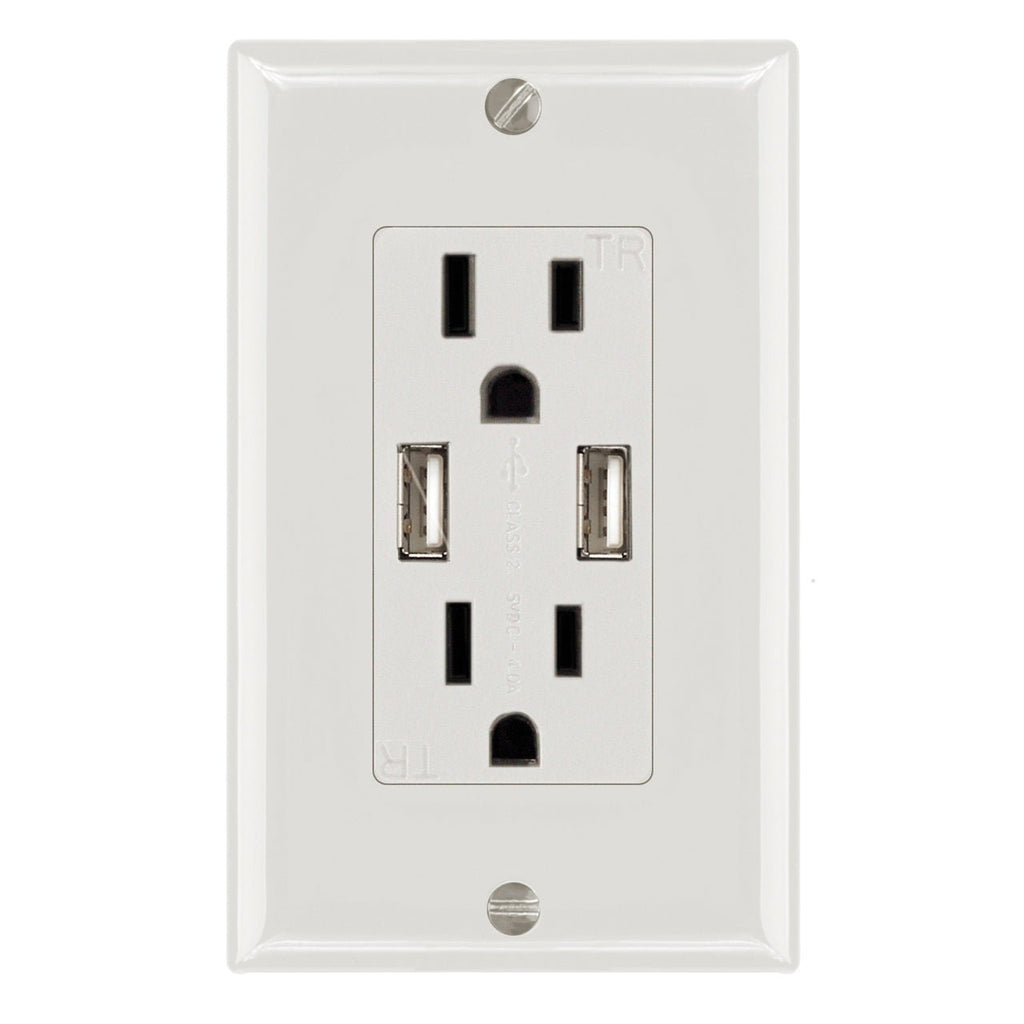 Magnadyne WC-502 | Dual USB Charging AC Wall Outlet w/ Plate