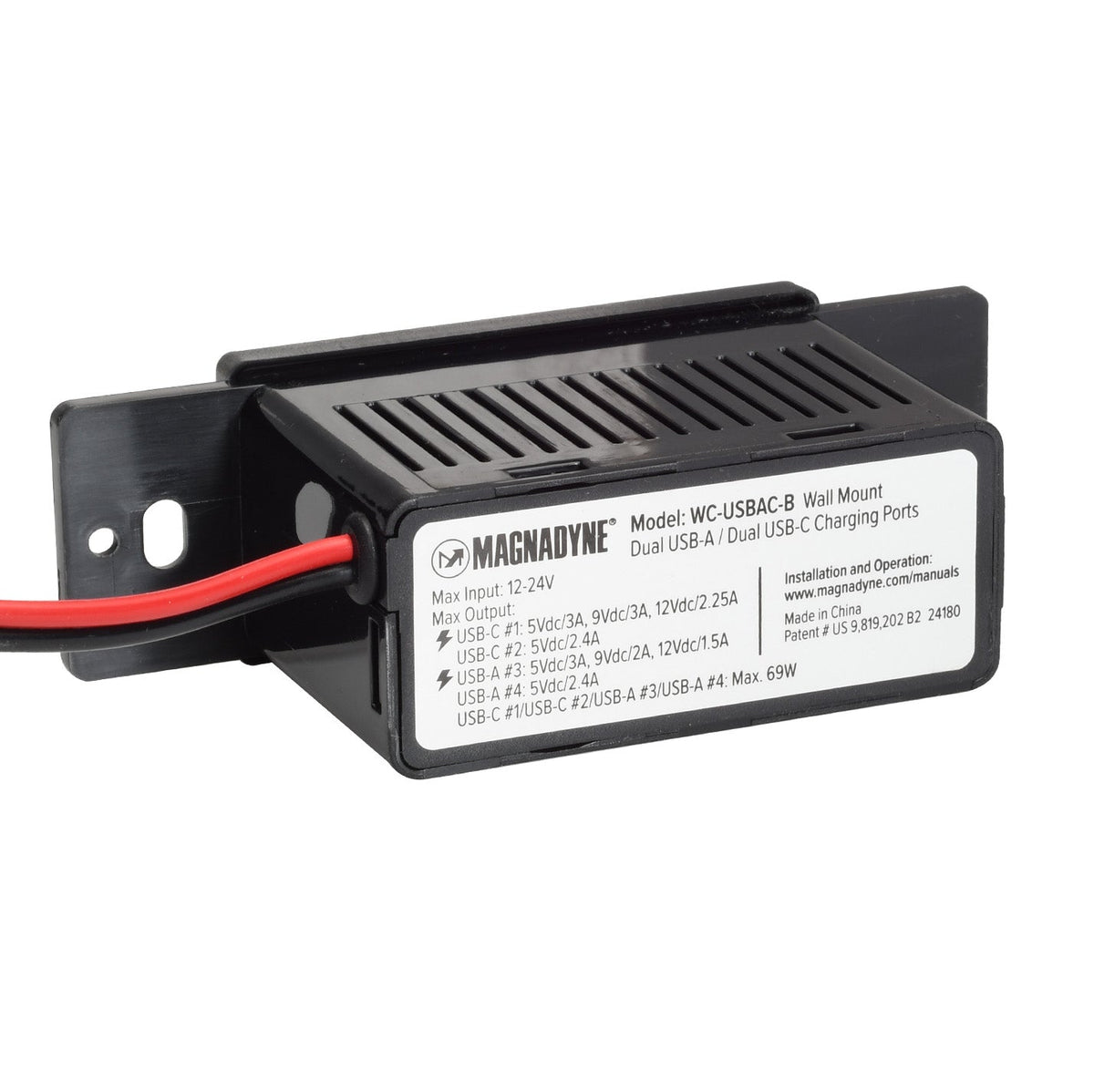 Magnadyne | Wall Mount Dual USB A & C Charger | 4 Ports
