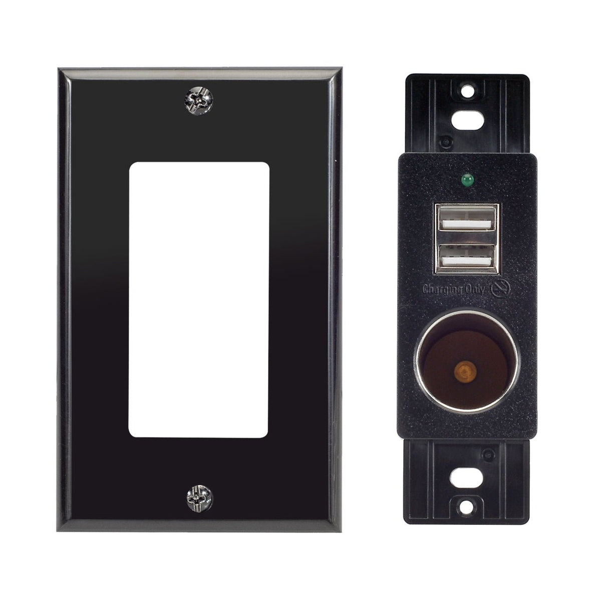 Magnadyne WCP-12V-B | Wall Mount USB Charger | 2 Ports and 12V Power Outlet w/ Wall Plate