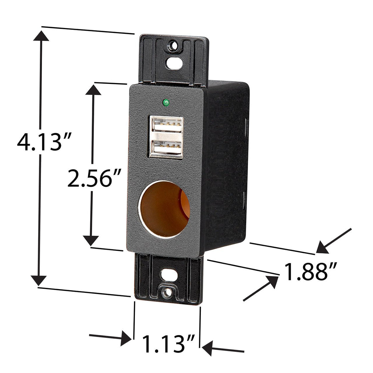 Magnadyne WCP-12V-B | Wall Mount USB Charger | 2 Ports and 12V Power Outlet w/ Wall Plate