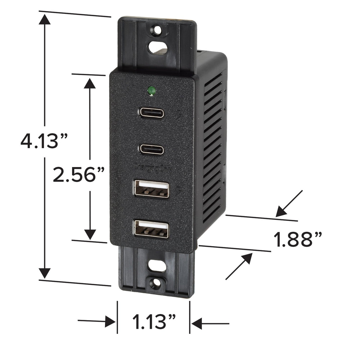 Magnadyne WCP-USBAC-B | Wall Mount Dual USB A & C Charger | 4 Ports & Wall Plate