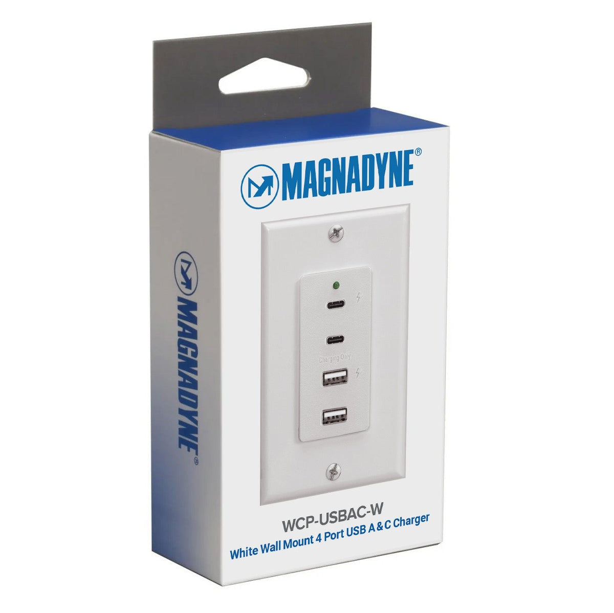 Magnadyne WCP-USBAC-B | Wall Mount Dual USB A & C Charger | 4 Ports & Wall Plate