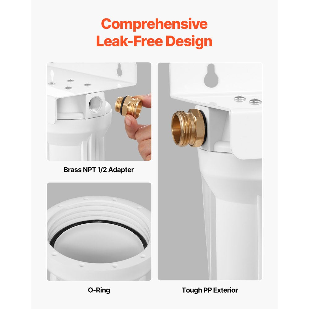 Leak-free RV water filter design with brass adapter and O-ring
